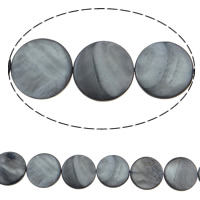 Gefärbte Muschelperlen, Süßwassermuschel, flache Runde, grau, 20x4mm, Bohrung:ca. 1mm, Länge:ca. 15.7 ZollInch, 10SträngeStrang/Tasche, 20PCs/Strang, verkauft von Tasche