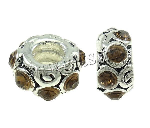 grano Europeo de aleación Zinc con diamante, aleación de zinc, Toroidal, chapado, Modificado para requisitos particulares & sin rosca, más colores para la opción, 12x6mm, agujero:aproximado 4mm, Vendido por UD