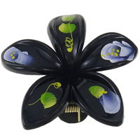 Acrylic Alligator Hair Clip, Flower, printing, with flower pattern, black 