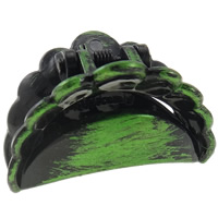 Acrylic Hair Claw Clip, painted, brush style, green 