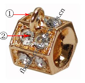 Perles de Bail en alliage de zinc , tambour, Placage, sans filetage & avec strass, plus de couleurs à choisir, 7x8mm, Trou:Environ 4.5-5mm, Vendu par PC