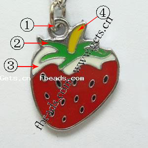 Zinc Alloy Enamel Pendants, Strawberry, plated, more colors for choice, 17x26x4mm, Sold By PC