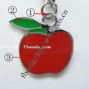 Zinc Alloy Enamel Pendants, Apple, plated, more colors for choice, 21x24x2mm, Sold By PC