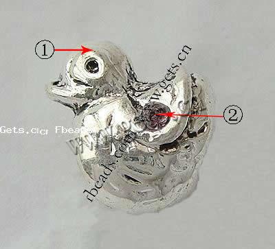 Zinc Alloy European Beads, Animal, plated, without troll, more colors for choice, 11X12X8.5mm, Hole:Approx 4mm, Sold By PC