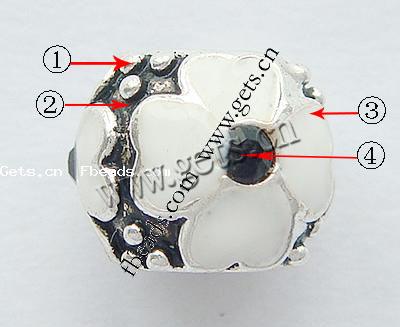 Emaille Zink Legierung Europa Perlen, Zinklegierung, Trommel, plattiert, ohne troll & mit Strass & großes Loch, keine, 10x8mm, Bohrung:ca. 4.2mm, verkauft von PC