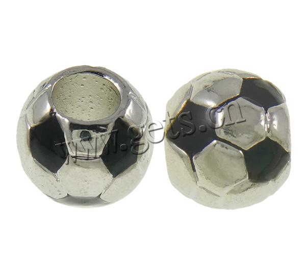 Enamel Zinc Alloy European Beads, Football, plated, Customized & without troll, more colors for choice, 11x9.5mm, Hole:Approx 5mm, Sold By PC