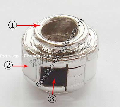 Gota de Europeo de aleación de zinc con esmalte, Tubo, chapado, enchapado grueso más que los 3μm & sólido & con diamantes de imitación & agujero largo, más colores para la opción, 10.5x8.5nn, agujero:aproximado 4.2-4.5mm, Vendido por UD