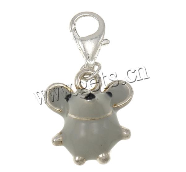 Zinc Alloy Lobster Clasp Charm, Mouse, plated, enamel, more colors for choice, 16x12x29mm, Hole:Approx 4mm, Sold By PC