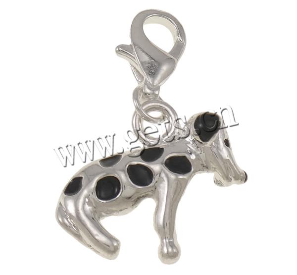 Zinc Alloy Lobster Clasp Charm, Dog, plated, Customized & enamel, more colors for choice, 19x6.5x29mm, Hole:Approx 4mm, Sold By PC