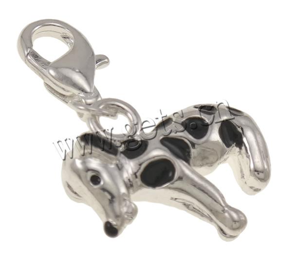 Zinc Alloy Lobster Clasp Charm, Dog, plated, Customized & enamel, more colors for choice, 19x6.5x29mm, Hole:Approx 4mm, Sold By PC