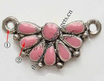 Enamel Zinc Alloy Connector, Flower, plated, with rhinestone, more colors for choice, 18x11x3mm, Hole:Approx 2mm, Sold By PC