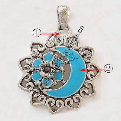 Zinc Alloy Enamel Pendants, Flower, plated, more colors for choice, 29x33x6mm, Hole:Approx 3.5mm, Sold By PC