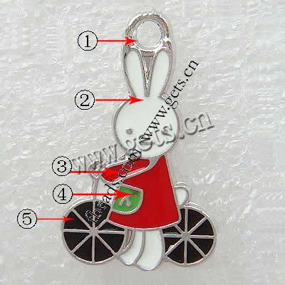 Zinc Alloy Enamel Pendants, Rabbit, plated, more colors for choice, 25x15x1.5mm, Hole:Approx 2.5mm, Sold By PC