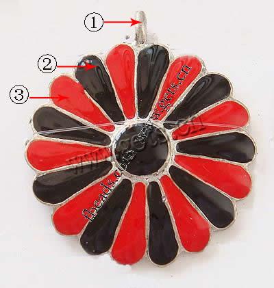 Zinc Alloy Enamel Pendants, Flower, plated, more colors for choice, 39x45x3mm, Hole:Approx 3mm, Sold By PC