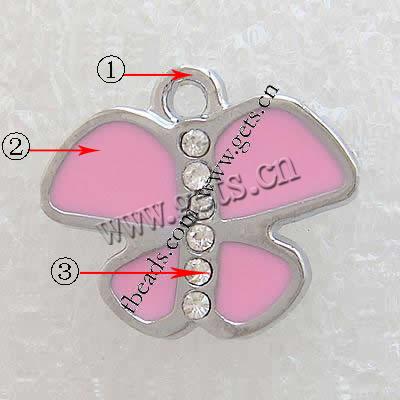 Zinc Alloy Enamel Pendants, Butterfly, plated, more colors for choice, 14x17x2mm, Hole:Approx 1.5mm, Sold By PC