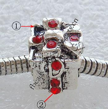 Europa Weihnachten Perlen Schmuck, Zinklegierung, Würfel, plattiert, ohne troll & mit Strass, keine, 11X10mm, Bohrung:ca. 4mm, verkauft von PC