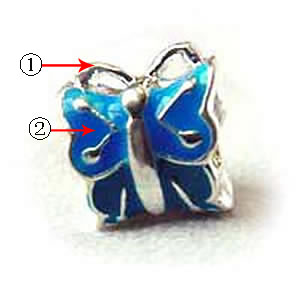 Enamel Zinc Alloy European Beads, Butterfly, plated, large hole, more colors for choice, 8x7mm, Sold By PC