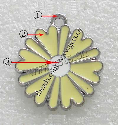 Zink Legierung Emaille Anhänger , Zinklegierung, Blume, plattiert, keine, 25x25x2mm, Bohrung:ca. 1.5mm, verkauft von PC