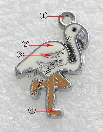 Zinc Alloy Enamel Pendants, Crane, plated, more colors for choice, 22x18x2mm, Hole:Approx 2mm, Sold By PC