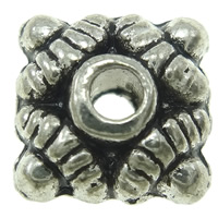 Zinklegierung Schmuckperlen, Quadrat, plattiert, keine, frei von Nickel, Blei & Kadmium, 7x7x4mm, Bohrung:ca. 2mm, ca. 1665PCs/kg, verkauft von kg