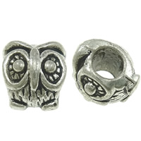 Zinklegierung European Perlen, Eule, plattiert, ohne troll, keine, frei von Nickel, Blei & Kadmium, 10x11x10mm, Bohrung:ca. 5mm, ca. 260PCs/kg, verkauft von kg