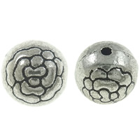 Zinklegierung Schmuckperlen, rund, plattiert, mit Blumenmuster, keine, frei von Nickel, Blei & Kadmium, 8mm, Bohrung:ca. 1mm, ca. 625PCs/kg, verkauft von kg