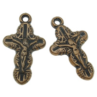Überzog Acrylanhänger, Acryl, Jesus Kreuz, plattiert, keine, 14x24x3.5mm, Bohrung:ca. 2mm, ca. 1250PCs/Tasche, verkauft von Tasche