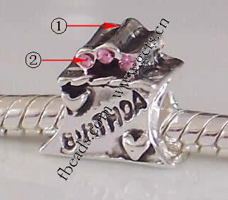 grano Europeo de aleación Zinc con diamante, aleación de zinc, chapado, sin rosca & con diamantes de imitación, más colores para la opción, 10x12mm, agujero:aproximado 4.5mm, Vendido por UD