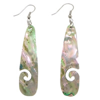 Abalone Shell Earring, brass earring hook, Teardrop, platinum color plated, 72mm 