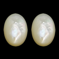 White Shell Cabochon, Flat Oval, flat back 