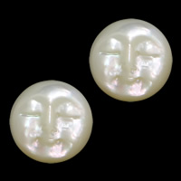 White Shell Cabochon, Character, flat back 