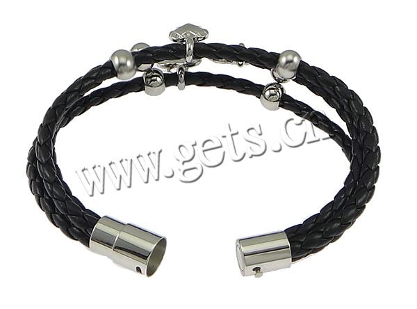 PU Leather Cord Bracelets, stainless steel magnetic clasp, plated, braided & 2-strand, more colors for choice, 11x13mm, 6x8mm, 14x16mm, 13x15mm, 21x11mm, 4mm, Length:Approx 8 Inch, Sold By Strand