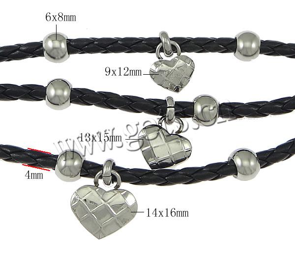 PU Leather Cord Bracelets, stainless steel magnetic clasp, plated, braided & 2-strand, more colors for choice, 11x13mm, 6x8mm, 14x16mm, 13x15mm, 21x11mm, 4mm, Length:Approx 8 Inch, Sold By Strand