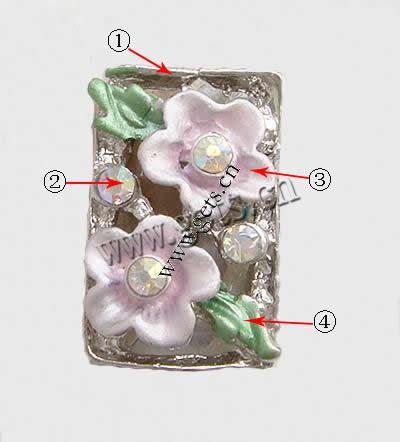 Enamel Zinc Alloy Connector, Rectangle, plated, with rhinestone, more colors for choice, 23x14mm, Sold By PC