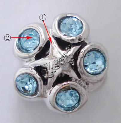 grano Europeo de aleación Zinc con diamante, aleación de zinc, Estrella, chapado, sin rosca & con diamantes de imitación, más colores para la opción, 8x10mm, agujero:aproximado 4.5mm, Vendido por UD