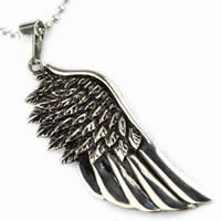 Stainless Steel Animal Pendants, 316L Stainless Steel, Wing Shape, blacken Approx 