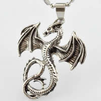 Stainless Steel Animal Pendants, 316L Stainless Steel, Dragon, blacken Approx 