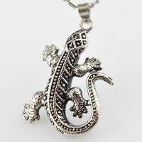 Stainless Steel Animal Pendants, 316L Stainless Steel, Gecko, blacken Approx 