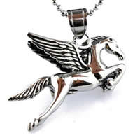 Stainless Steel Animal Pendants, 316L Stainless Steel, Horse, blacken Approx 