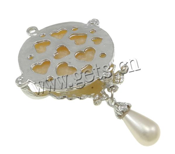 Résine Zinc Alloy pendentifs, alliage de zinc, avec résine, Plat rond, Placage, avec les perles en verre & avec strass, plus de couleurs à choisir, protéger l'environnement, sans nickel, plomb et cadmium, 46x74x12mm, Trou:Environ 3mm, Vendu par PC