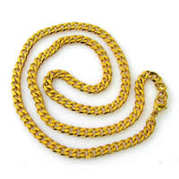 Stainless Steel Chain Necklace, 316L Stainless Steel, gold color plated, curb chain, 5mm Approx 18 Inch 