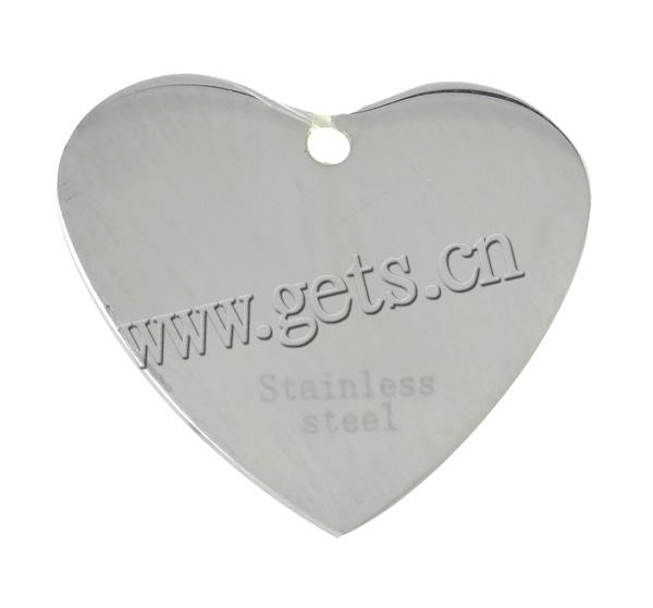 Stainless Steel Tag Charm, Heart, original color, Hole:Approx 2mm, Sold By PC