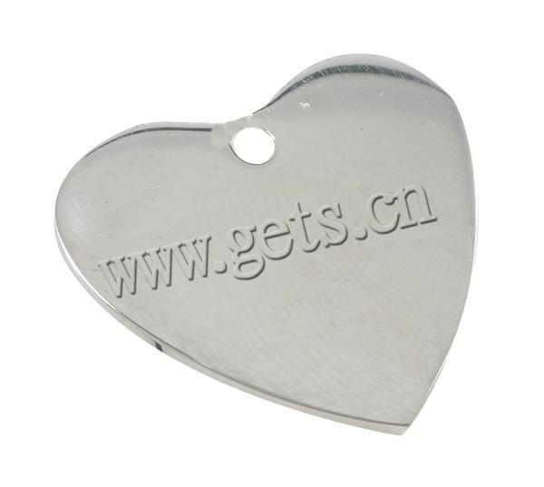 Stainless Steel Tag Charm, Heart, original color, Hole:Approx 2mm, Sold By PC