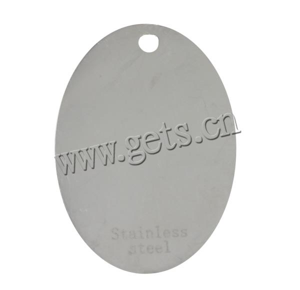 Stainless Steel Tag Charm, Flat Oval, original color, Hole:Approx 2mm, Sold By PC