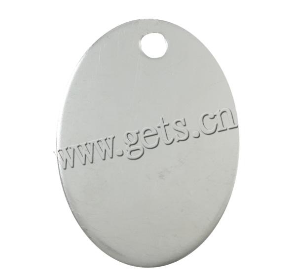 Stainless Steel Tag Charm, Flat Oval, original color, Hole:Approx 3mm, Sold By PC