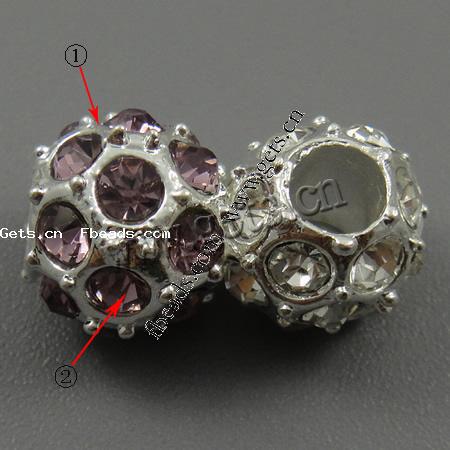 Strass Europa Perlen, mit Zinklegierung, Rondell, plattiert, keine, 12x10mm, Bohrung:ca. 5mm, verkauft von PC