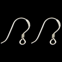 Sterling Silver Hook Earwire, 925 Sterling Silver, plated 14mm 