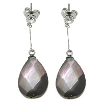 Les boucles d'oreilles coquille de mer, coquillage, acier inoxydable puce boucle d'oreille, larme, Placage, avec les strass tchèques & facettes, plus de couleurs à choisir, Vendu par paire