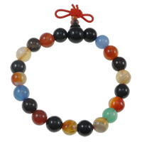 Wrist Mala, Rainbow Agate, with Elastic Thread, Round, 8mm Approx 7.5 Inch 