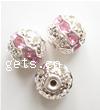 Boule strass Spacer, laiton, Rond, Placage, avec strass & creux, plus de couleurs à choisir, 10mm Environ 1mm Vendu par sac